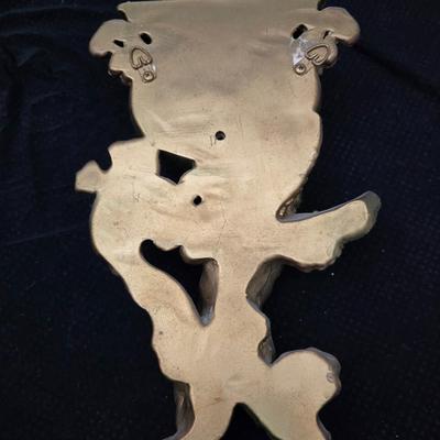 Homco Dart wall sconce with a smoked mirror and a gold-toned plastic frame. with angels - gold cherub or putto.wall art and vintage gold...