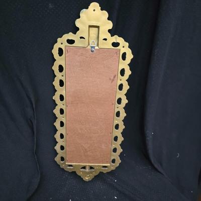 Homco Dart wall sconce with a smoked mirror and a gold-toned plastic frame. with angels - gold cherub or putto.wall art and vintage gold...