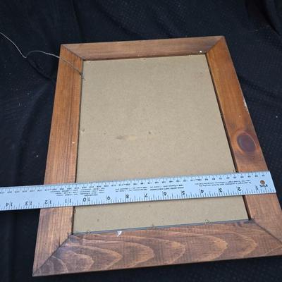 Framed cross-stitch "Footprints in the Sand" Mirror that reads, "Christ is the Head of this house" and glass two vases