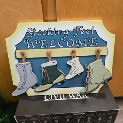 Barometer - Civil war VHS tapes - Two wall mirror accent pieces - and an assortment of other items that didn't get placed in lots.