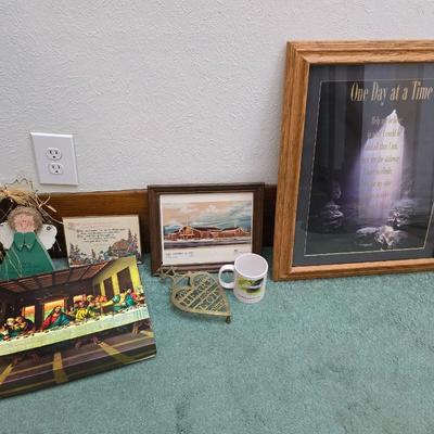 Religious wall art and decor = First Assembly of God Greeley church and mug - Give your heart to God now trivet - One day at a time...