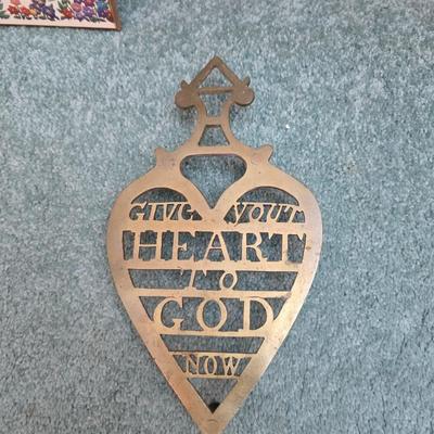 Religious wall art and decor = First Assembly of God Greeley church and mug - Give your heart to God now trivet - One day at a time...