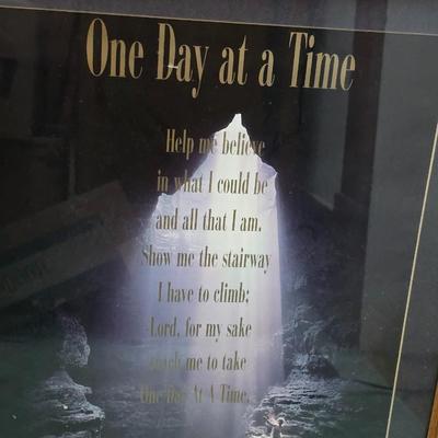 Religious wall art and decor = First Assembly of God Greeley church and mug - Give your heart to God now trivet - One day at a time...