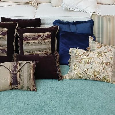 Variety of pretty designer throw pillows