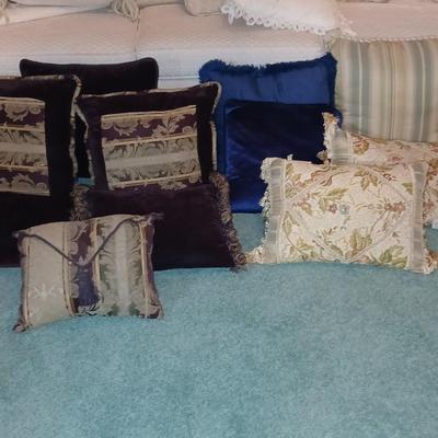 Variety of pretty designer throw pillows