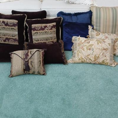 Variety of pretty designer throw pillows