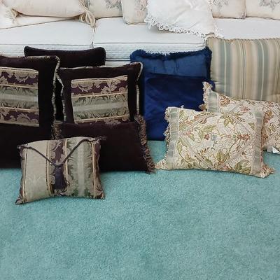 Variety of pretty designer throw pillows