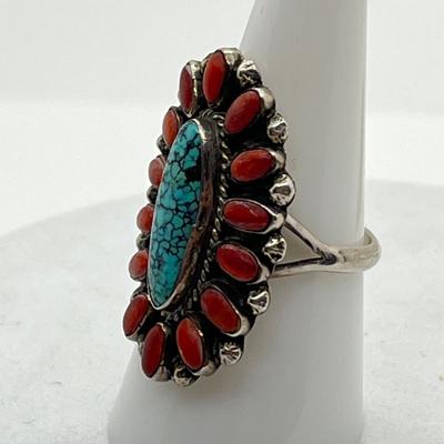 LOT 44: Sterling Silver Signed Native American Turquoise Rings - 20.3 GTW