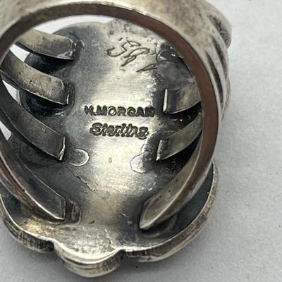 LOT 44: Sterling Silver Signed Native American Turquoise Rings - 20.3 GTW