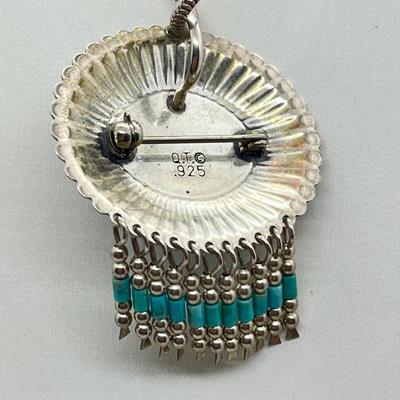 LOT 45: Sterling Silver Native American Turquoise Pendant on 17" Necklace - 15.4 GTW