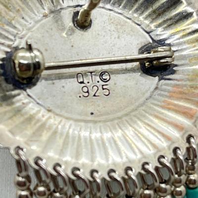 LOT 45: Sterling Silver Native American Turquoise Pendant on 17" Necklace - 15.4 GTW