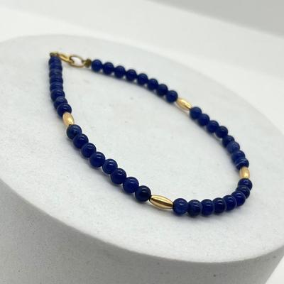 LOT 46: Beaded 7.25" Bracelet with 14K Yellow Gold Clasp and Beads