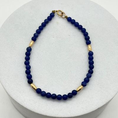 LOT 46: Beaded 7.25" Bracelet with 14K Yellow Gold Clasp and Beads