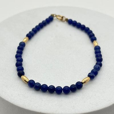LOT 46: Beaded 7.25" Bracelet with 14K Yellow Gold Clasp and Beads