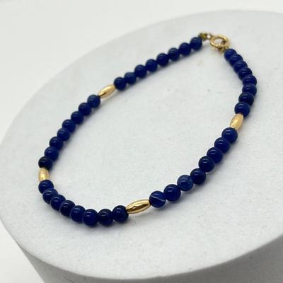 LOT 46: Beaded 7.25" Bracelet with 14K Yellow Gold Clasp and Beads