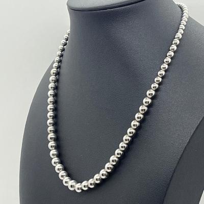 LOT 47: Sterling Silver 15.5" Bead Necklace - 14 GTW