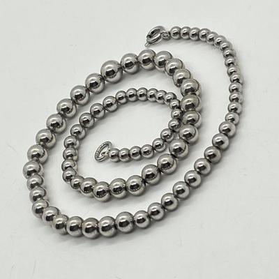LOT 47: Sterling Silver 15.5" Bead Necklace - 14 GTW