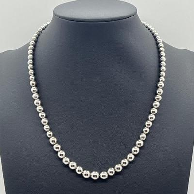 LOT 47: Sterling Silver 15.5" Bead Necklace - 14 GTW