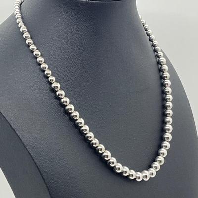 LOT 47: Sterling Silver 15.5" Bead Necklace - 14 GTW