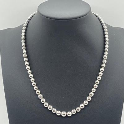 LOT 47: Sterling Silver 15.5" Bead Necklace - 14 GTW