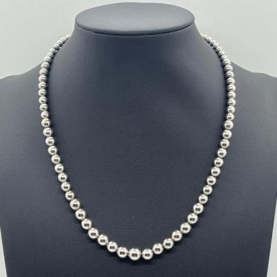 LOT 47: Sterling Silver 15.5" Bead Necklace - 14 GTW