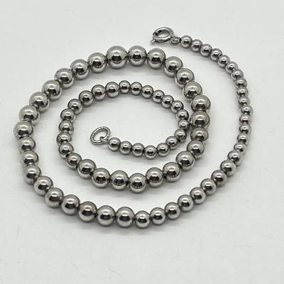 LOT 47: Sterling Silver 15.5" Bead Necklace - 14 GTW