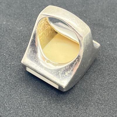 LOT 49: Sterling Silver Chunky Milky Quartz Statement Ring Size 7- 21.2 GTW