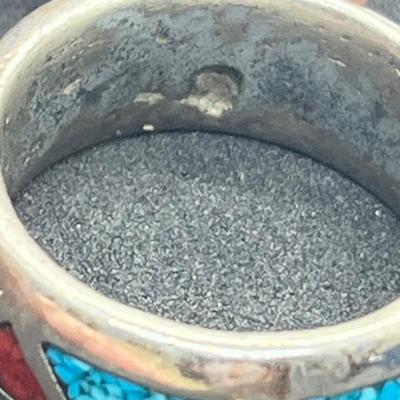 LOT 50: Sterling Silver Southwest Turquoise and Coral Rings - 19.5 GTW