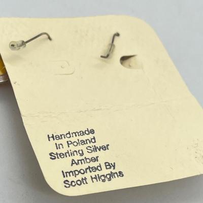 LOT 53: Sterling Silver Amber Earrings, Pendant and 7" Bracelet - 19.5 GTW