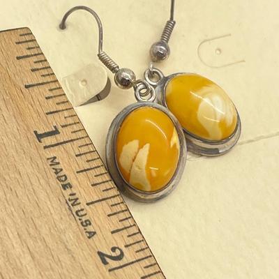 LOT 53: Sterling Silver Amber Earrings, Pendant and 7" Bracelet - 19.5 GTW