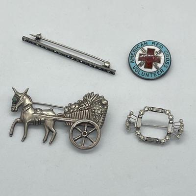 LOT 55: Vintage Sterling Silver Pins - American Red Cross and More - 24.1 GTW
