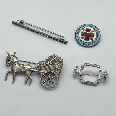 LOT 55: Vintage Sterling Silver Pins - American Red Cross and More - 24.1 GTW