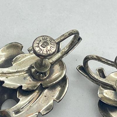 LOT 56: Vintage Sterling Silver Pin and Screwback Earrings- 10.4 GTW