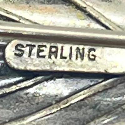 LOT 56: Vintage Sterling Silver Pin and Screwback Earrings- 10.4 GTW