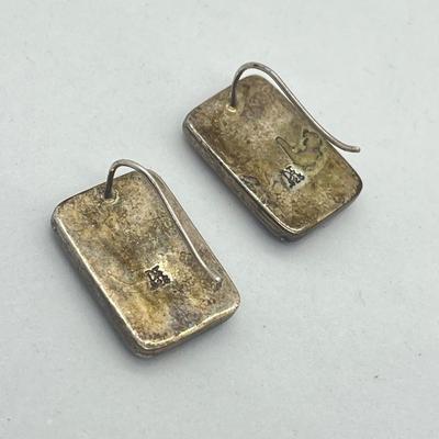 LOT 57: Desert Rose Trading Co. Rectangular Tiger's Eye and Picture Jasper Inlay 925 Earrings - 9.3 GTW