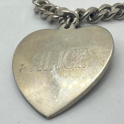 LOT 65: Coro ID Bracelet with "Alice" on Heart Shape Pendant