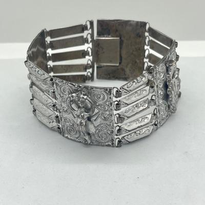 LOT 67: Antique Panel Bracelet (Circa 1920's), Vintage Filigree and Crystal Bracelet and More