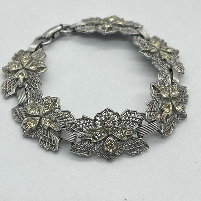 LOT 67: Antique Panel Bracelet (Circa 1920's), Vintage Filigree and Crystal Bracelet and More