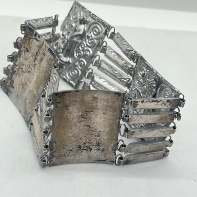 LOT 67: Antique Panel Bracelet (Circa 1920's), Vintage Filigree and Crystal Bracelet and More