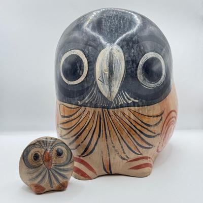 LOT 101: Signed Art Potteru Owl w/ Baby