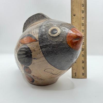 LOT 102: Folk Art Pottery Pieces - one signed