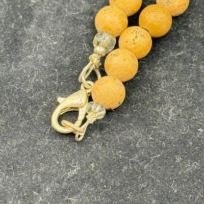 LOT 104: 21” Stone Necklace w/ 8” Heart Closure Bracelet & Drop Earrings