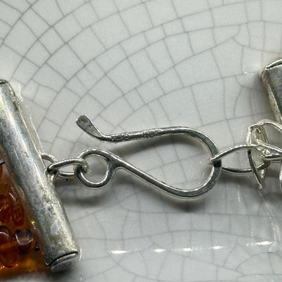 LOT 105: Amber & Turquoise 16” Multi-Strand Necklace w/ Matching Wire Bracelet - 100g