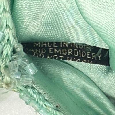 LOT 106: Beautiful Vintage Artisan Laquered Handled Tray w/ Vintage Teal Beaded Clutch-never used