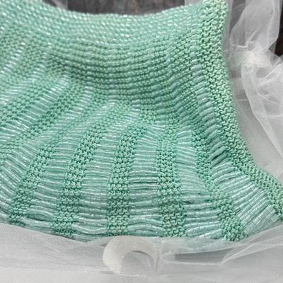 LOT 106: Beautiful Inlaid Laquered Tray w/ Vintage Teal Beaded Clutch