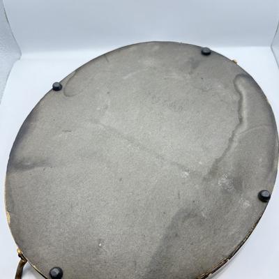 LOT 106: Beautiful Inlaid Laquered Tray w/ Vintage Teal Beaded Clutch