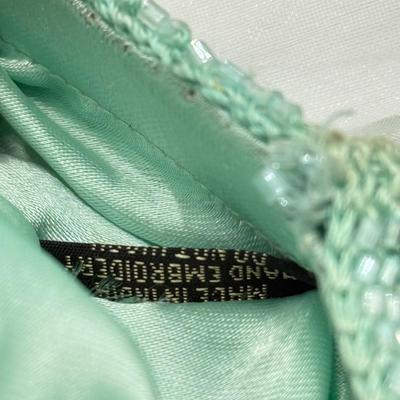 LOT 106: Beautiful Inlaid Laquered Tray w/ Vintage Teal Beaded Clutch