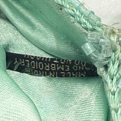 LOT 106: Beautiful Inlaid Laquered Tray w/ Vintage Teal Beaded Clutch