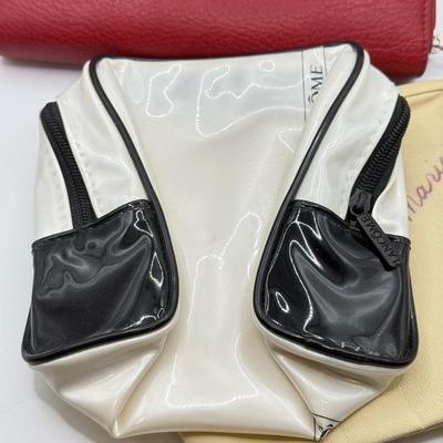 LOT 107: Red Leather Wallet w/ Collection of Clutches & Make Up Bags