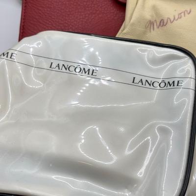 LOT 107: Red Leather Wallet w/ Collection of Clutches & Make Up Bags